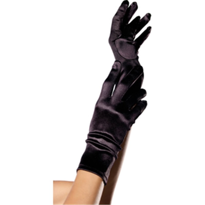 LEG AVENUE GUANTES SATEN NEGRO