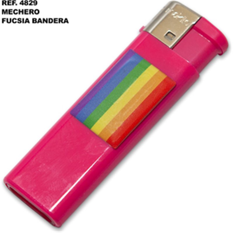 MECHERO ELECTRICO FUSCIA CON BANDERA LGBT