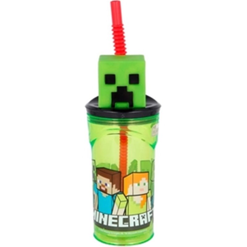 MINECRAFT VASO PAJITA FIGURA 3D 360 ML