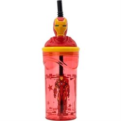 AVENGERS IRON MAN VASO PAJITA FIGURA 3D 360 ML