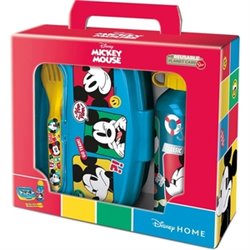 MICKEY SET 4 PIEZAS BOTELLA SANDWICHERA Y CUBIERTOS