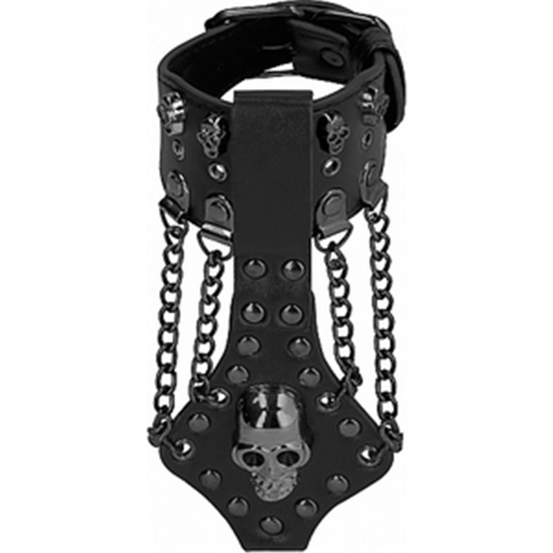 OUCH! SKULLS AND BONES BRAZALETE CON CALAVERAS Y CADENAS - NEGRO