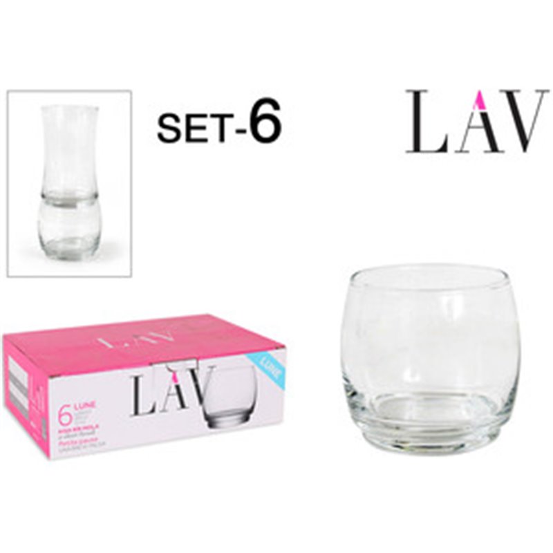 SET 6 VASOS VIDRIO 325CC LUNE