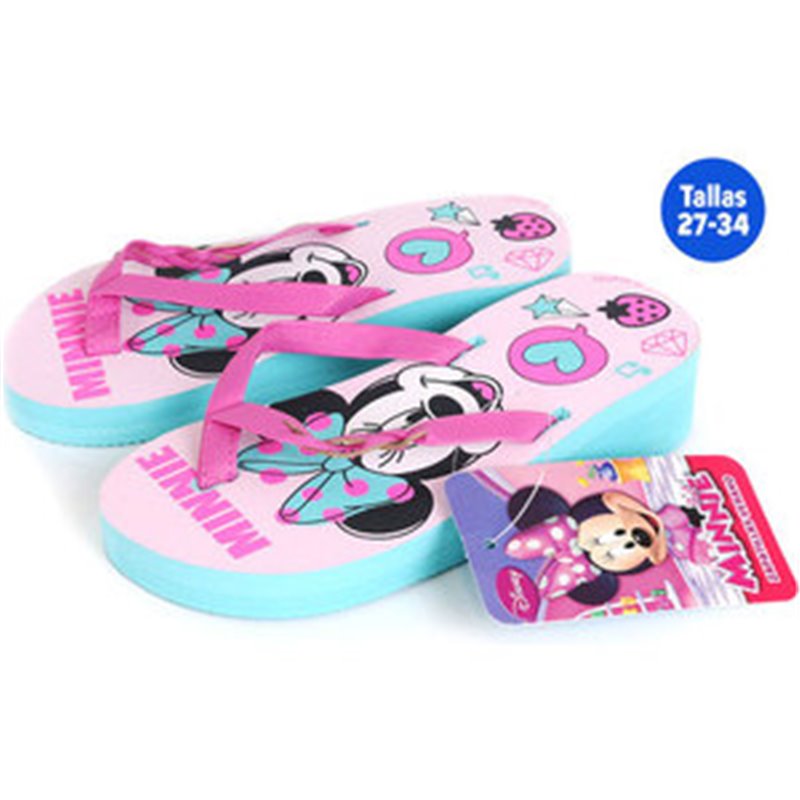 CHANCLAS PARA NIÑA MINNIE MOUSE AZUL Y ROSA TALLA 27