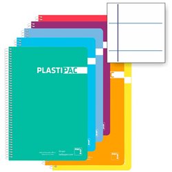 LIBRETA TAPA PLASTICA RAYA HORIZONTAL 90GRS.