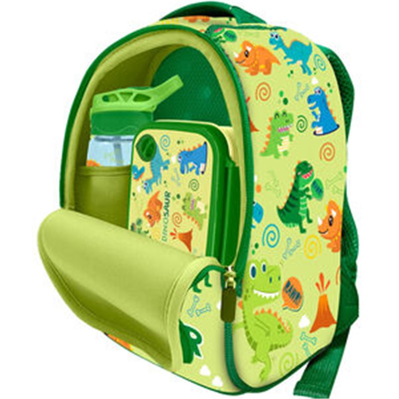 MOCHILA + MONEDERO DINOSAURIOS NEOPRENO 26CM