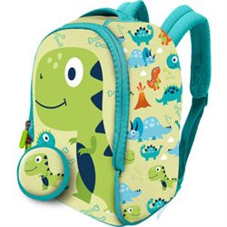 MOCHILA + MONEDERO DINOSAURIOS NEOPRENO 26CM