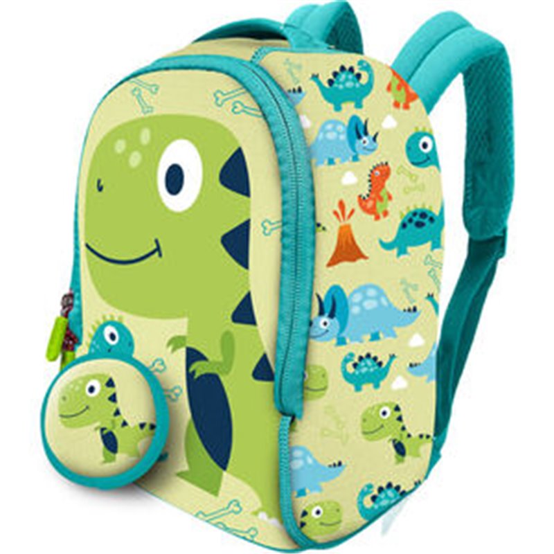 MOCHILA + MONEDERO DINOSAURIOS NEOPRENO 26CM