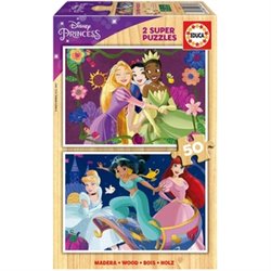 PRINCESAS DISNEY PUZZLE 2X50 PIEZAS DE MADERA