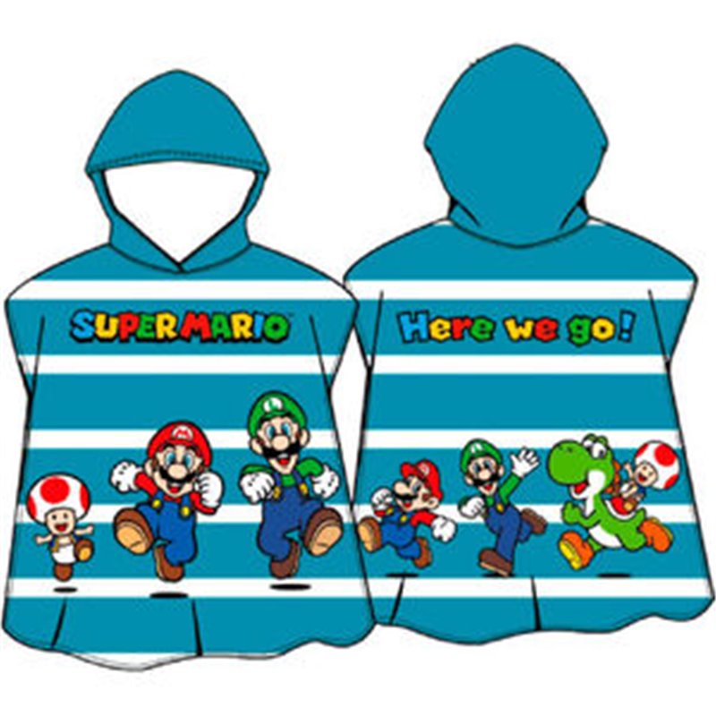 PONCHO TOALLA HERE WE GO SUPER MARIO BROS MICROFIBRA