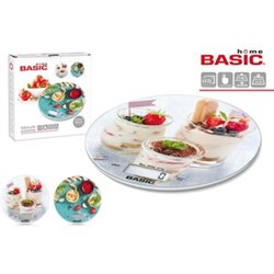 BÁSCULA COCINA DIGITAL 5KG REDONDA DECORADA BASIC HOME