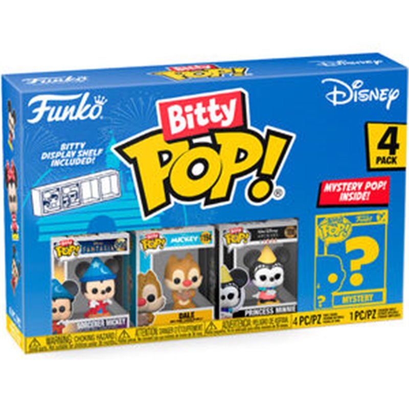 BLISTER 4 FIGURAS BITTY POP DISNEY SORCERER MICKEY