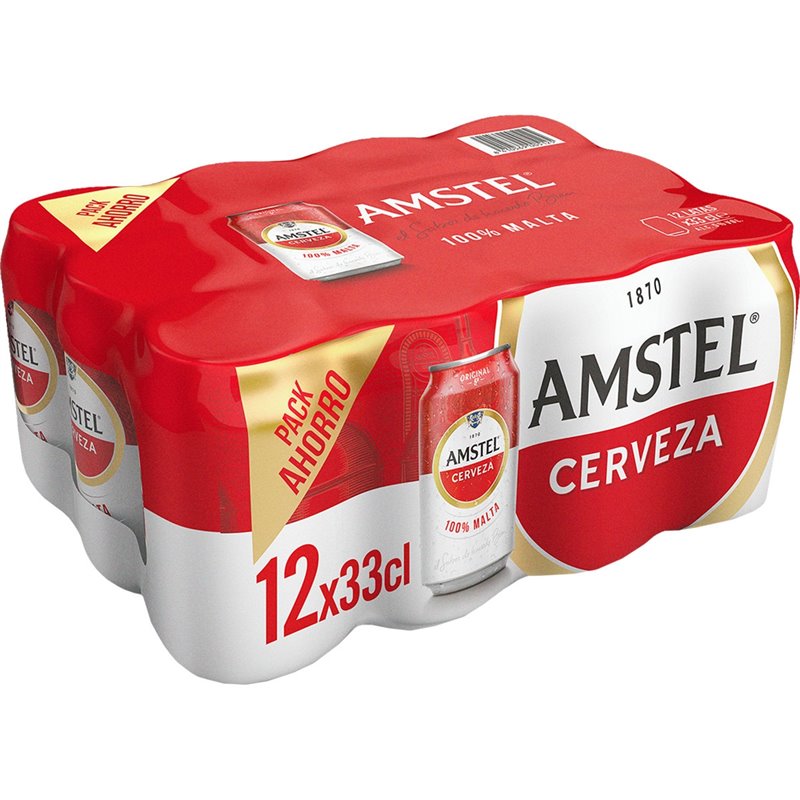 Cerveza rubia Premium 100% Malta pack 12 latas 33 cl