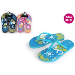 ZAPATILLAS PLAYA DISEÑO FLOWERS AZUL TALLA 40