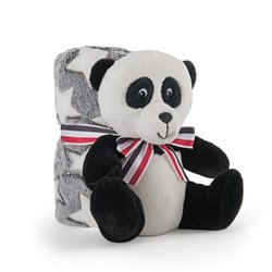 Peluche + Manta suave Oso Panda 22cm