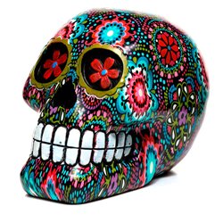 Figura Calavera Decorativa Mexicana Dia de los Muertos Floral 14cm