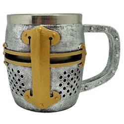 Jarra Caballero Medieval Casco de Plata y Oro