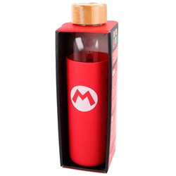 Botella cristal Super Mario Bros Nintendo funda silicona 585ml