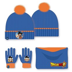 Conjunto gorro guantes braga cuello Goku Dragon Ball Super infantil