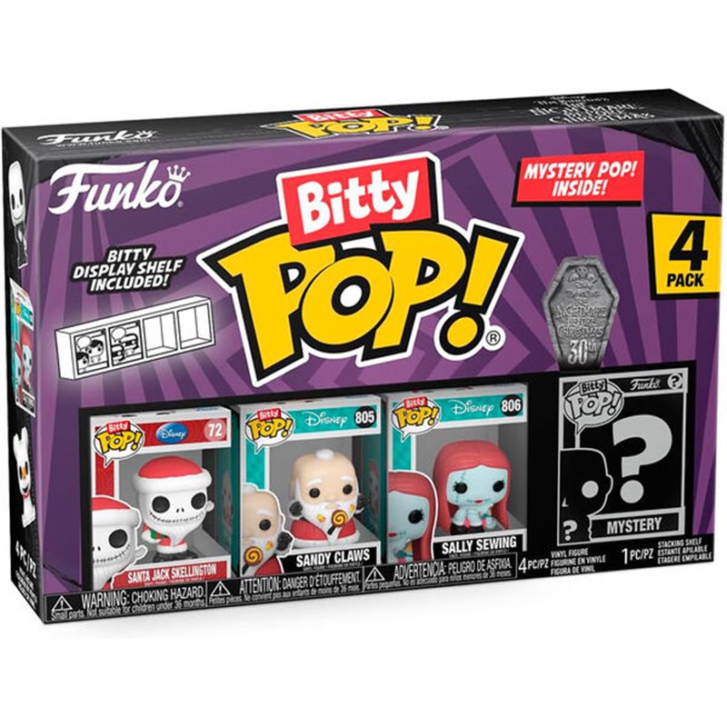 Blister 4 figuras Bitty POP Disney Pesadilla Antes de Navidad Santa Jack