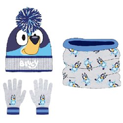 Conjunto gorro guantes braga cuello Bluey