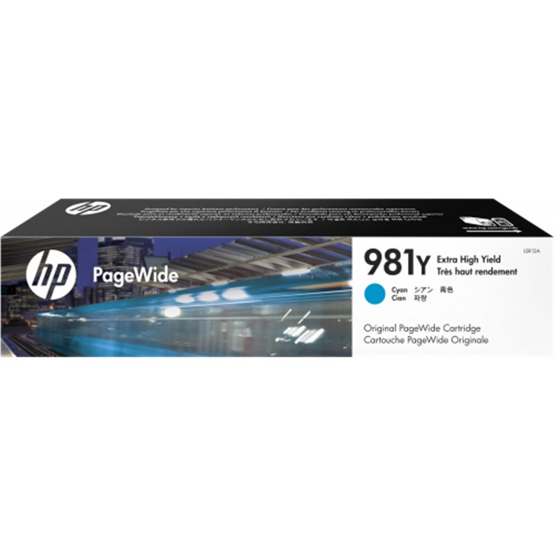 HP Cartucho original PageWide 981Y cian de alto rendimiento