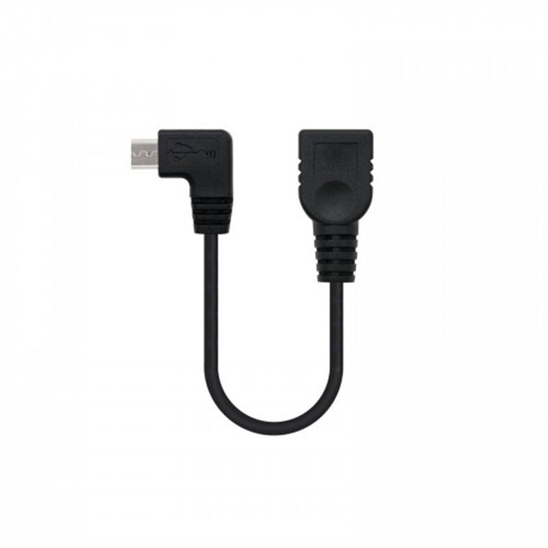 Nanocable CABLE USB 2.0 OTG ACODADO, TIPO MICRO B/M-A/H, NEGRO, 15 CM