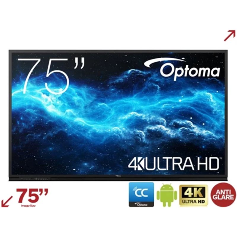 OPTOMA AV MONITOR INTERACTIVO 3752RK (H1F0H04BW101) 75"/4K/3840 X 2160/400 LM/ANDROID 11/4GB/32GB