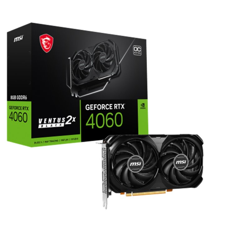 MSI GEFORCE RTX 4060 VENTUS 2X BLACK 8G OC tarjeta gráfica NVIDIA 8 GB GDDR6