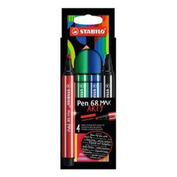 ESTUCHE ARTY CON 4 COLORES-ROTULADOR PREMIUM CON PUNTA BISELADA PEN 68 MAX STABILO 768/04-21