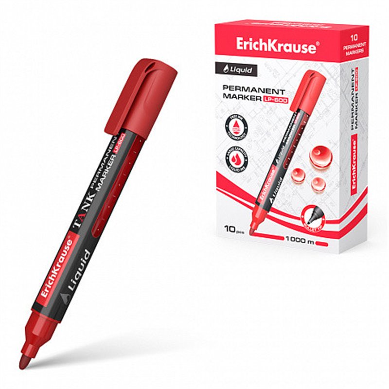 MARCADOR PERMANENTE CON TINTA LÍQUIDA LP-600 TINTA COLOR ROJO ERICH KRAUSE 48771