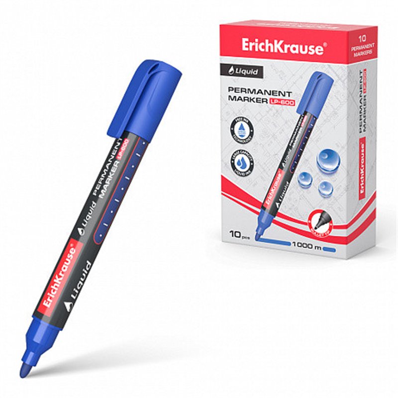 MARCADOR PERMANENTE CON TINTA LÍQUIDA LP-600 COLOR AZUL ERICH KRAUSE 48770