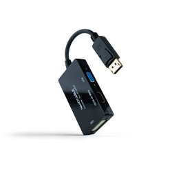 Nanocable Conversor DISPLAYPORT a HDMI/DVI/VGA, 20 cm, Negro