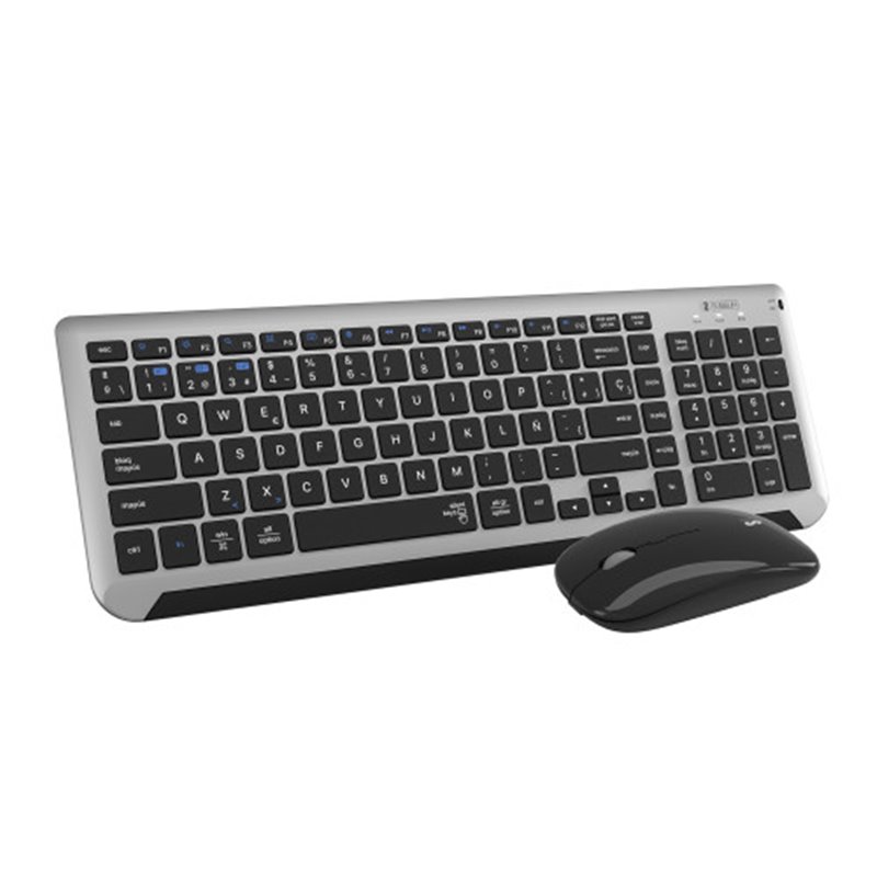 SUBBLIM Teclado con Ratón Bluetooth + 2.4G Combo Dual Prestige Extendido Gris/Negro