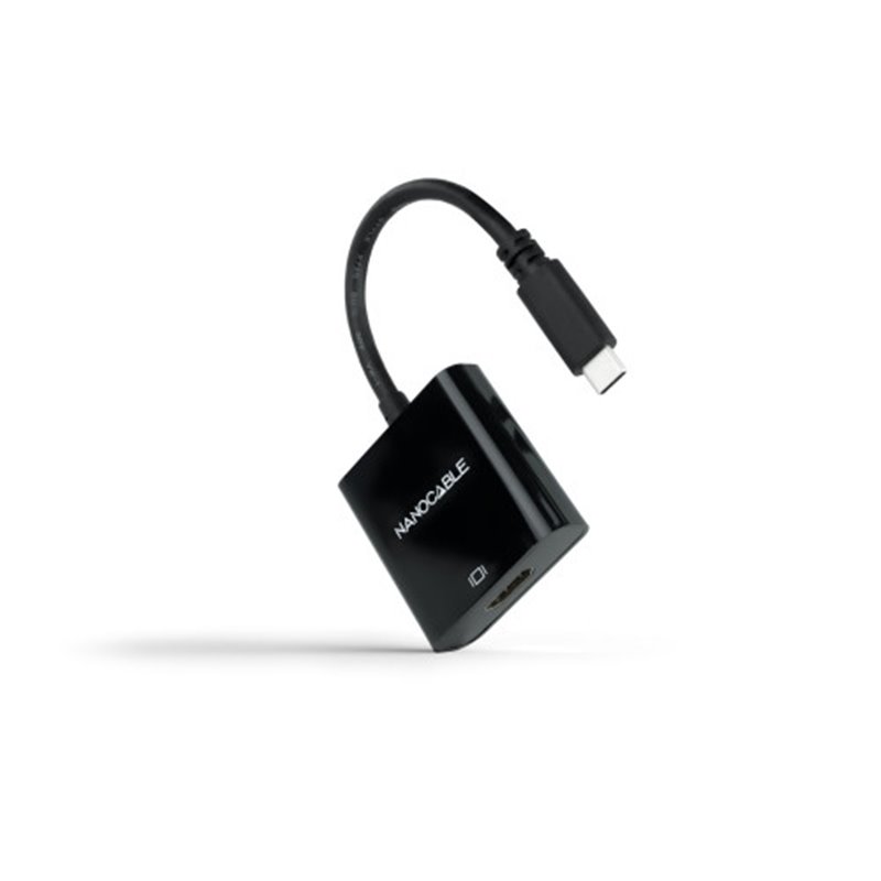 Nanocable Conversor USB-C a HDMI 4K, USB-C/M-HDMI/H, Negro, 15 cm