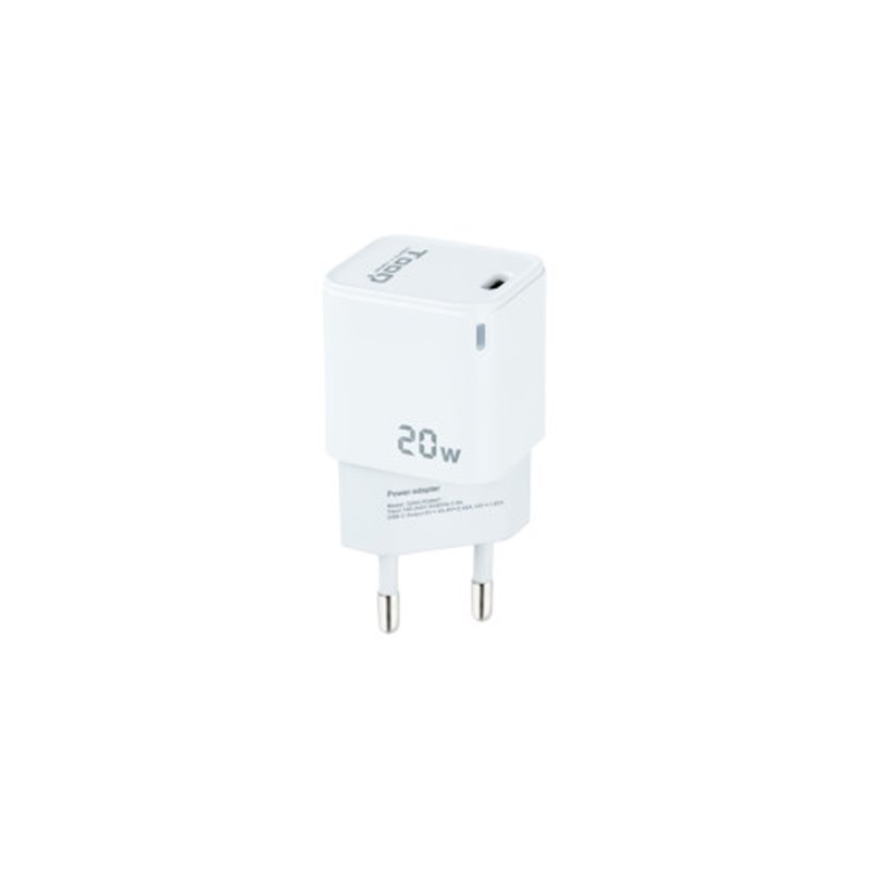 TooQ Cargador de Pared USB-C PD20W, Blanco