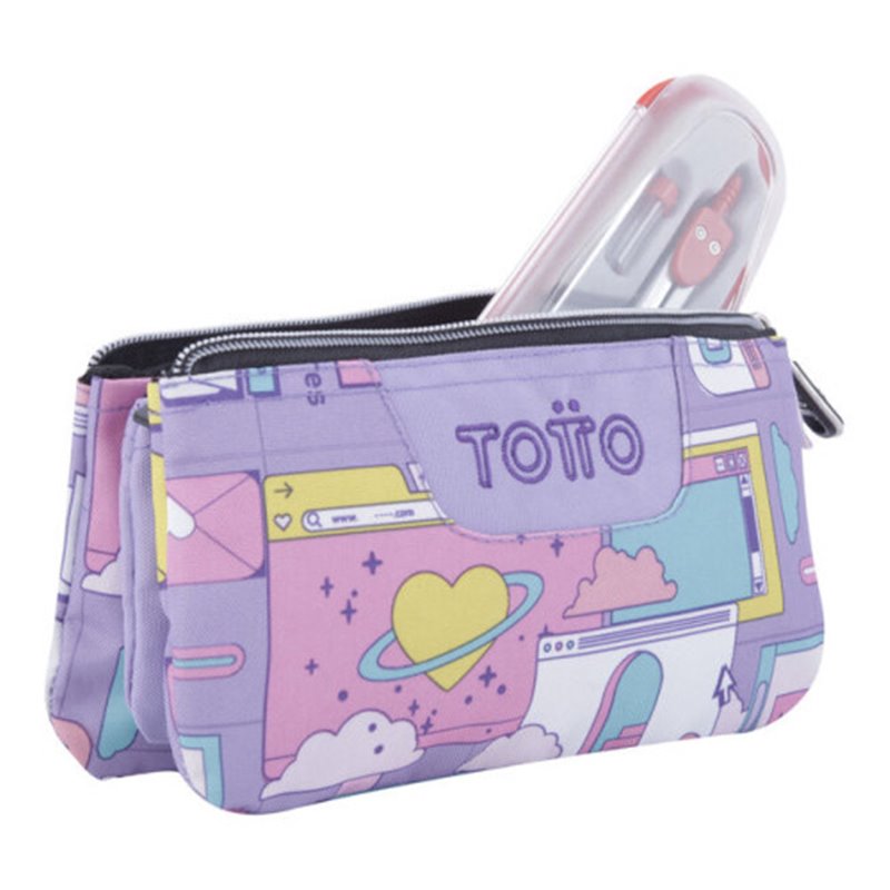 ESTUCHE ESCOLAR TRES COMPARTIMENTOS MORADO CIBER - TABLERO TOTTO AC52ECO012-2210Z-2QI