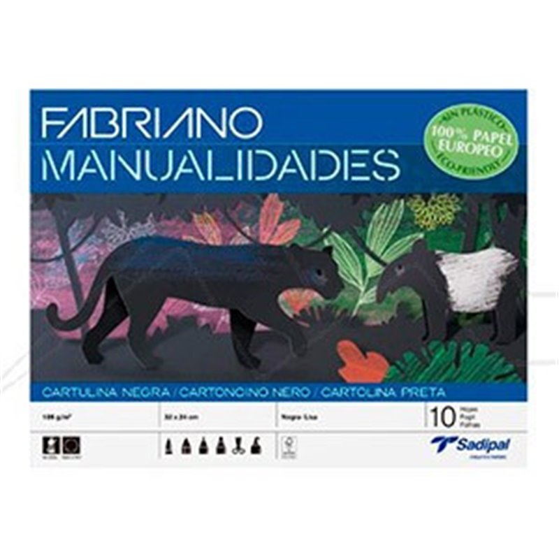 BLOC 10 HOJAS MANUALIDADES CARTULINA NEGRA FABRIANO S0400004