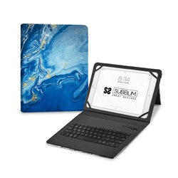 SUBBLIM Funda con Teclado Keytab Pro BT Trendy Marmol Azul