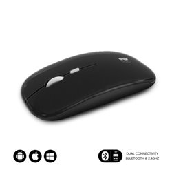 SUBBLIM Ratón Óptico Inalámbrico 2.4G y Bluetooth Dual Flat Mouse Recargable Negro