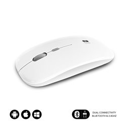 SUBBLIM Ratón Óptico Inalámbrico 2.4G y Bluetooth Dual Flat Mouse Recargable Blanco