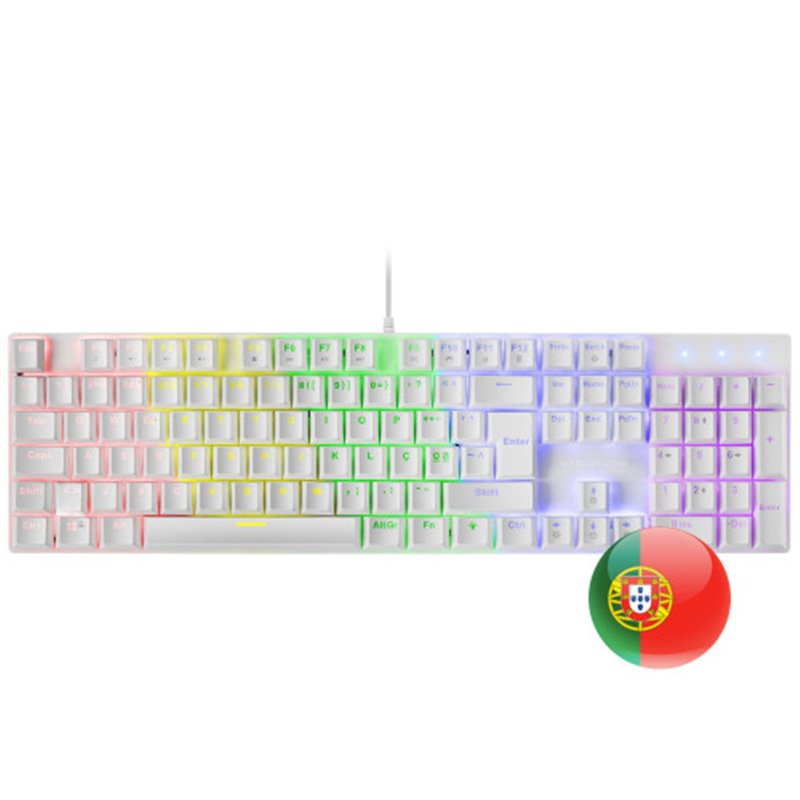 Mars Gaming MK422 Blanco Teclado Gaming RGB Switch Mecánico Azul Idioma Portugués