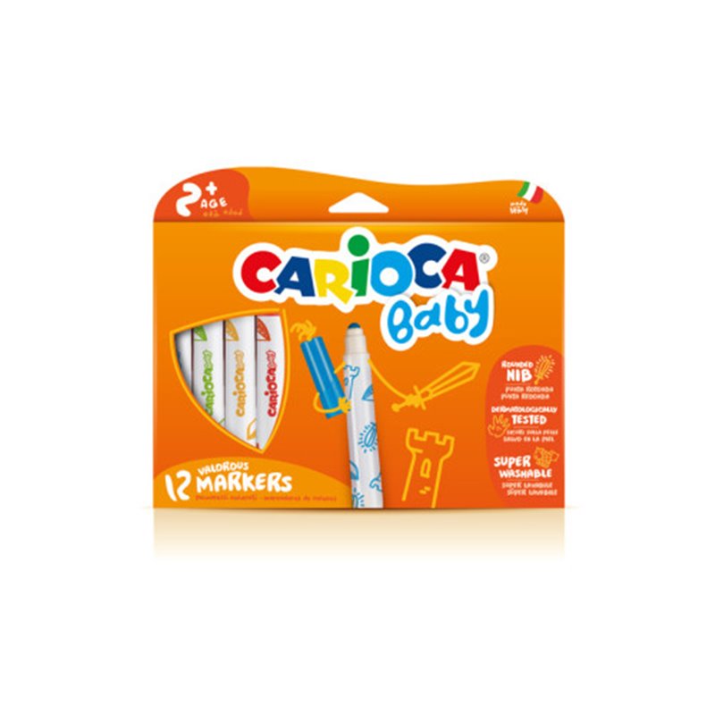 CAJA 12 ROTULADORES VALOROUS MARKER CARIOCA BABY 42814