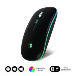 RATÓN ÓPTICO INALÁMBRICO 2.4G Y BT RGB LED DUAL FLAT MOUSE BLACK