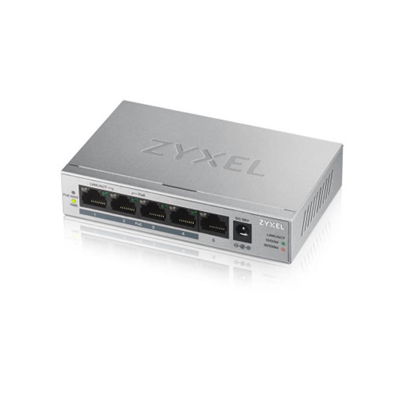 Zyxel GS1005HP No administrado Gigabit Ethernet (10/100/1000) Energía sobre Ethernet (PoE) Plata