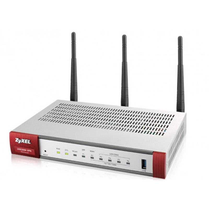 Zyxel USG20W-VPN-EU0101F router inalámbrico Gigabit Ethernet Doble banda (2,4 GHz / 5 GHz) Gris, Rojo