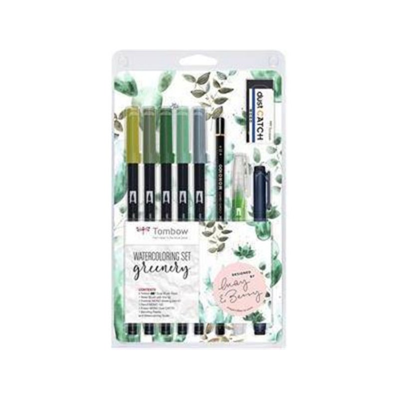 KIT WATERCOLORING SET GREENERY (1X ABT-098,228,249,312, N52 WS-EFL01 MONO-100-H EN-DC WB-FN-1 P PALETA DE MEZCLAS INSTRUCCIONES)