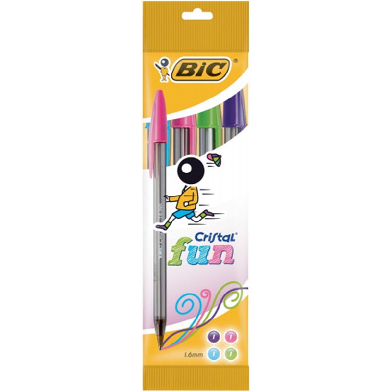 BLISTER 4 BOLIGRAFO CRISTAL FUN PUNTA 1,6 MM. COLORES SURTIDOS BIC 8957921