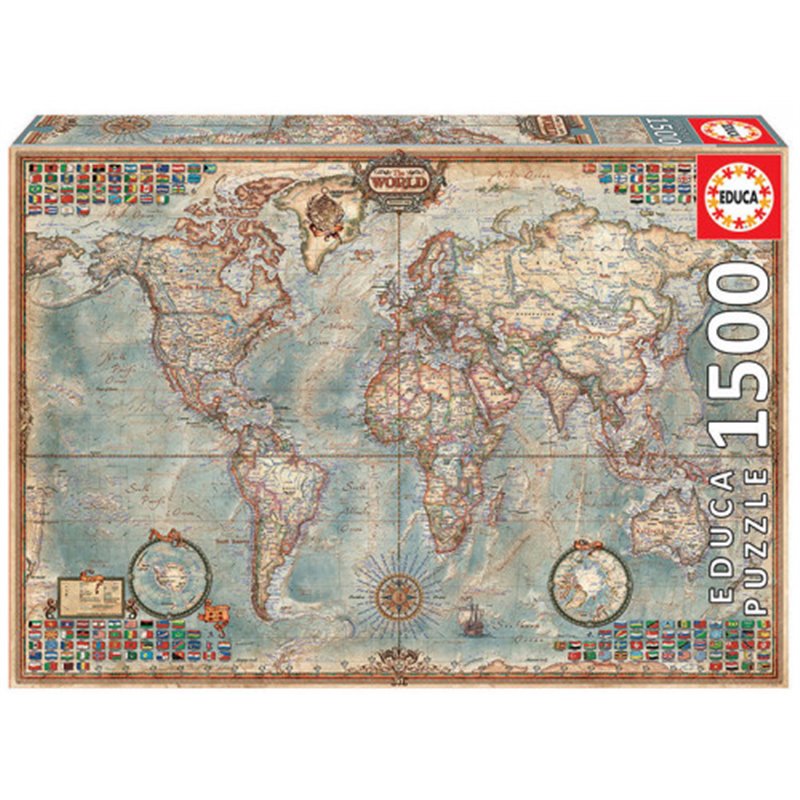 Educa Political Map of The World Puzzle rompecabezas 1500 pieza(s)