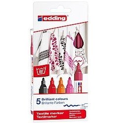 PACK 5 MARCADORES TEXTILES. COLORES CÁLIDOS. EDDING 4500-5-S-999